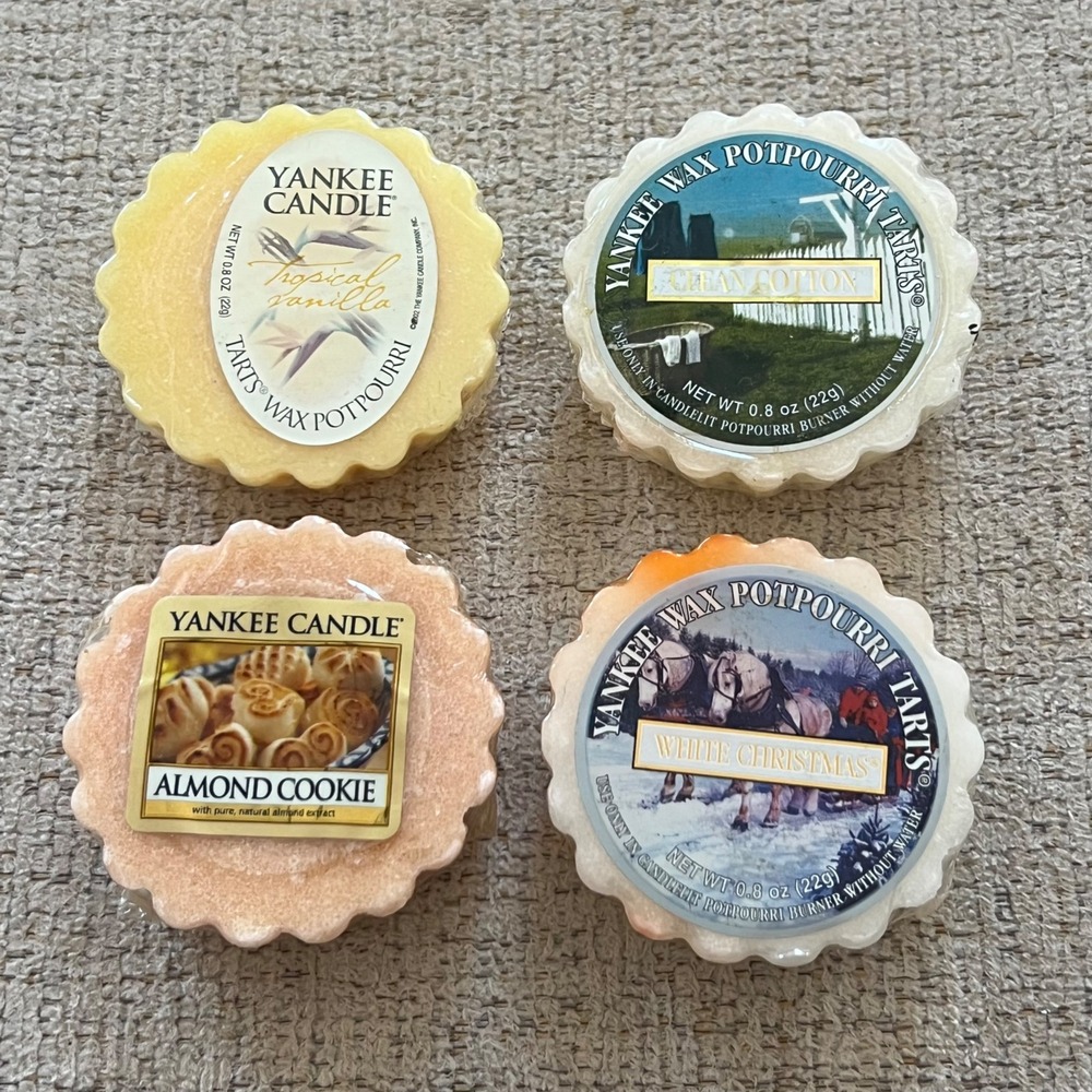 4 Yankee Candle Vintage Wax Potpourri Tarts Almond Cookie White Christmas + More